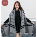 Misture beleza cor inverno quente estilo de moda mulheres lidar grande longo xale poncho com chapéu